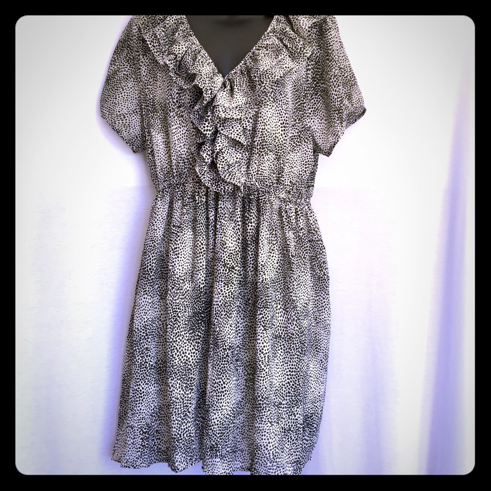 Zenobia Size XL Animal Print V Neck Dress.